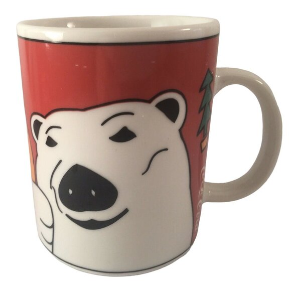 Coca - Cola Coffee Mugs by Gibson Set of 2 Polar Bear & Coke Logo Vintage - Picture 7 of 8